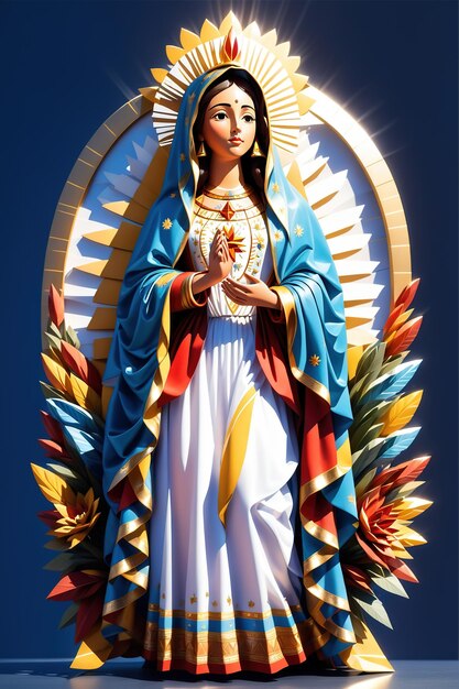 Foto nossa senhora de guadalupe com renderização 3d