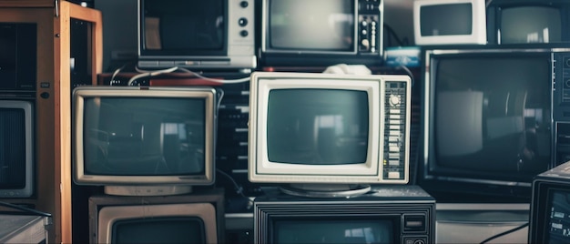 La nostálgica variedad de televisores obsoletos evoca recuerdos de una época pasada