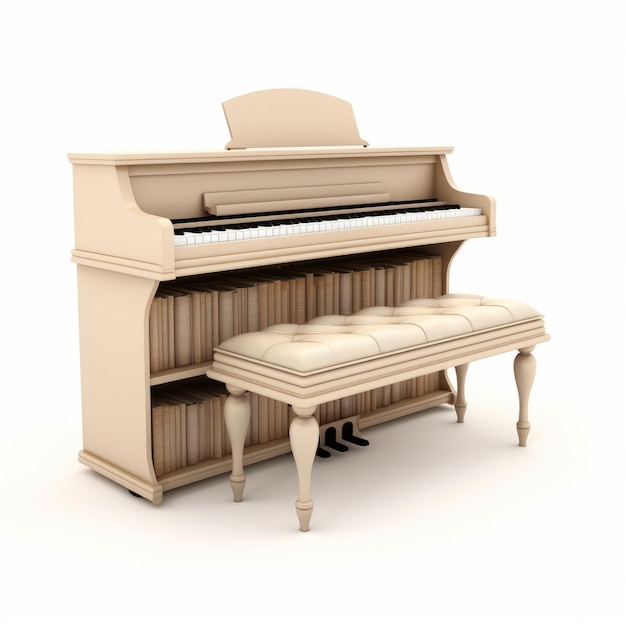 Nostálgico Tone Piano Modelo 3D em fundo branco