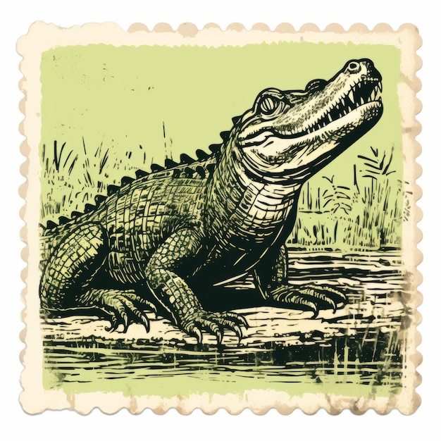 Nostalgischer Postimpressionismus Amerikanischer Krokodilstempel