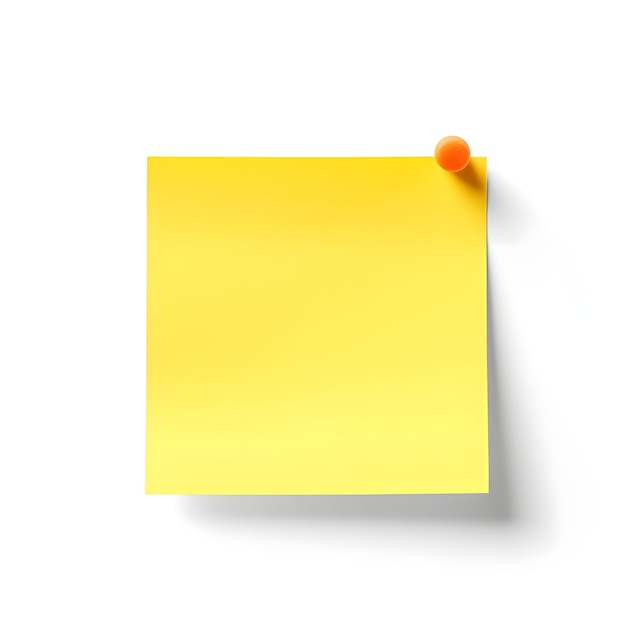 Nota adhesiva amarilla post-it aislada sobre fondo transparente o blanco