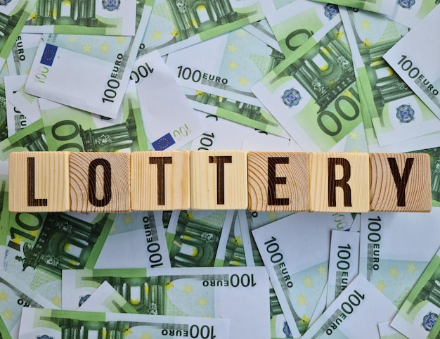 Nota de euro da loteria da palavra Loteria vencedora na Europa