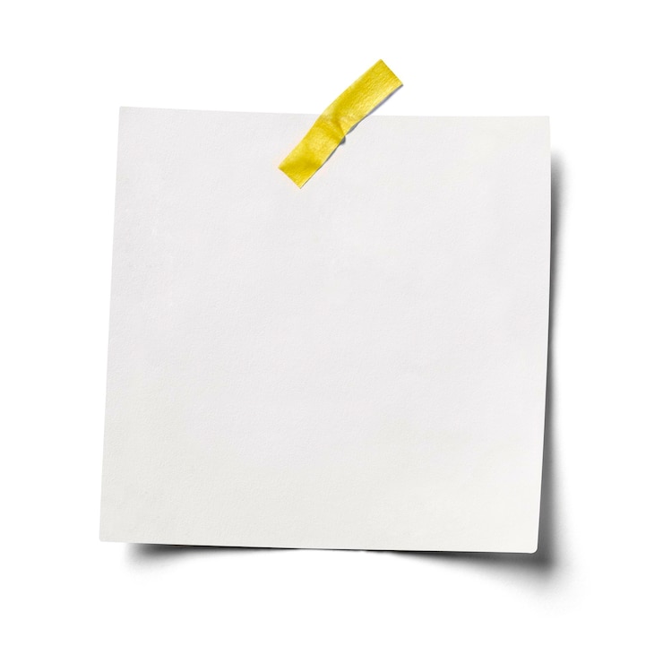 Foto nota de mensagem de papel lembrete de fundo em branco escritório de negócios página branca vazia etiqueta de etiqueta fita adesiva