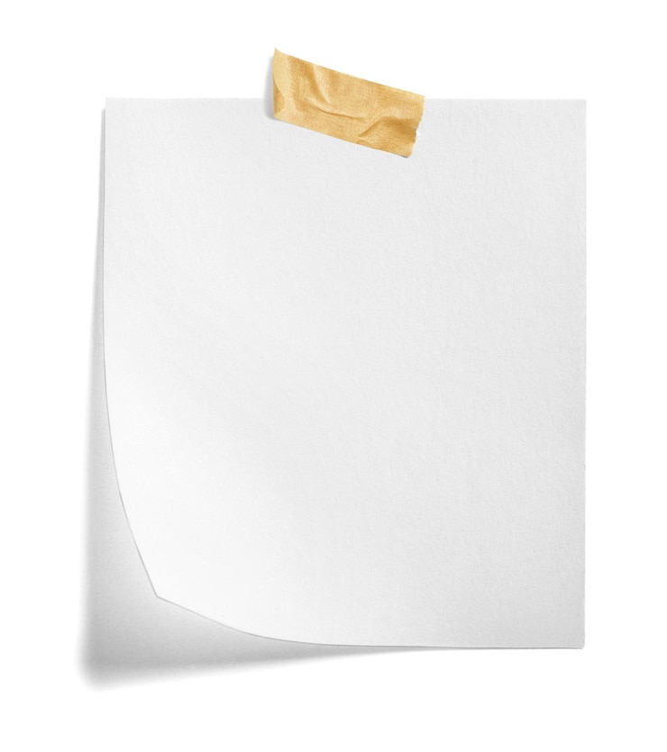 Foto nota de mensagem de papel lembrete de fundo em branco escritório de negócios página branca vazia etiqueta fita adesiva