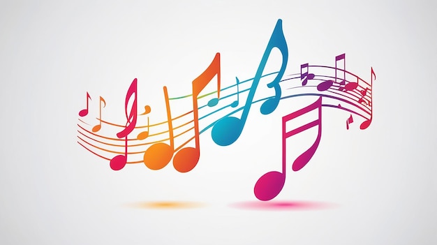 Nota de Música Colorida Ícone de Música Notas de Música Canção Melodia e Melodia Branco Isolado