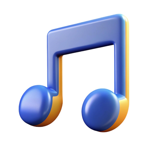 una nota de música de color azul y naranja con una rayada azul y amarilla