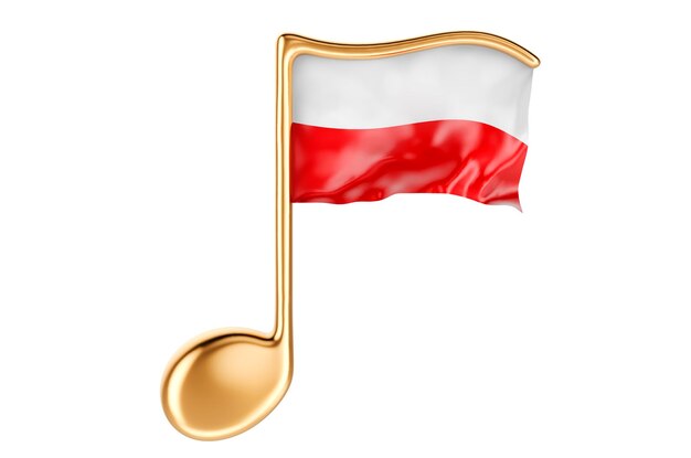 Foto nota musical con bandera polaca música en el concepto de polonia renderización en 3d