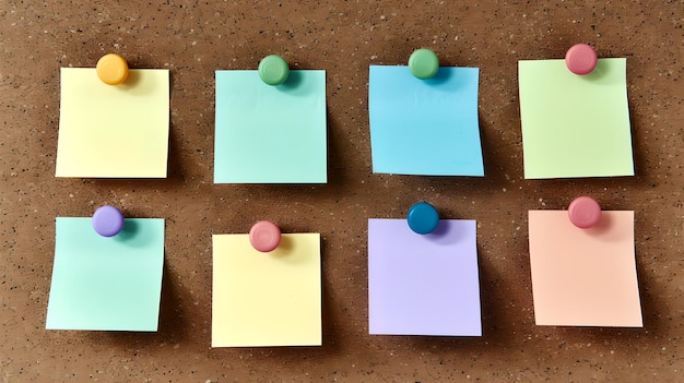 Notas adesivas coloridas fixadas no quadro para organização e lembretes Conceito de planejamento simples e eficaz AI