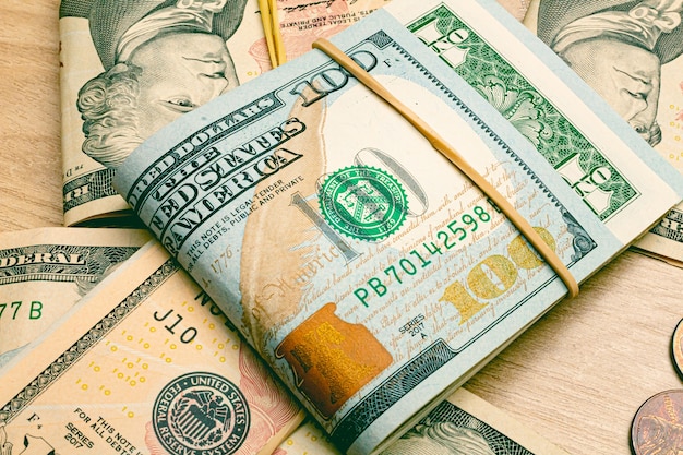 notas de dólar usd dólar americano em close