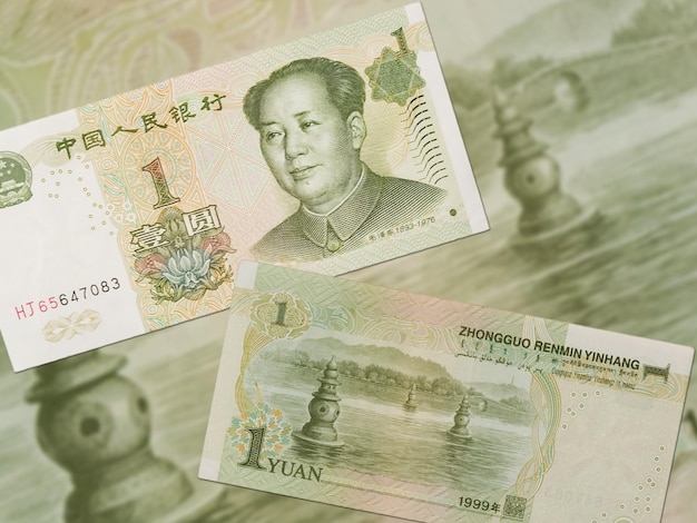 Foto notas de renminbi chinesas para 1 yuan