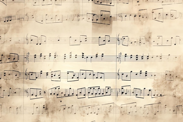 Notas de música antigua de fondo Crafting scrapbooking diseño patrón sin fisuras para la basura vieja