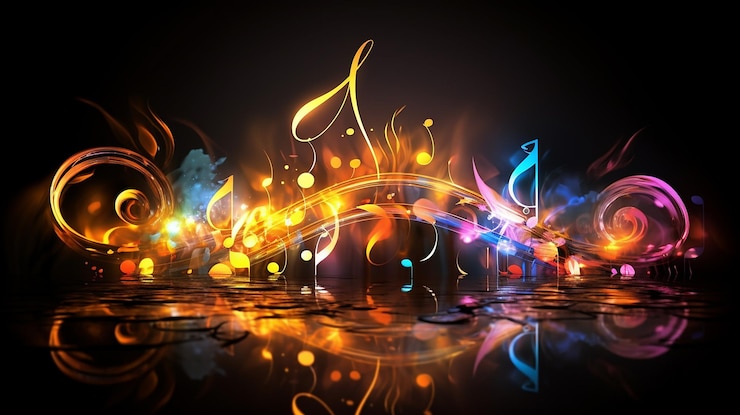 Foto notas musicais coloridas fotografia de estoque vibrante