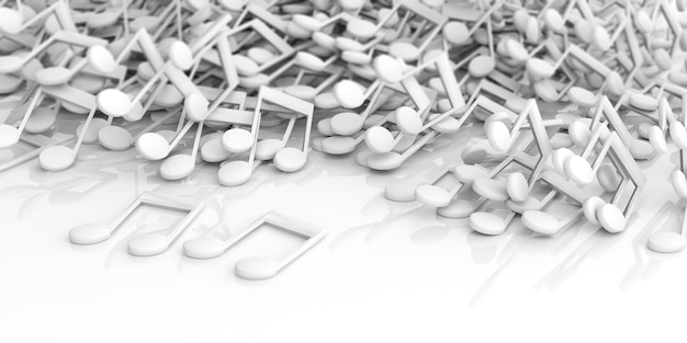 Foto notas musicais de renderização 3d em fundo branco