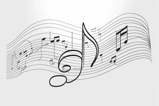 Notas musicais em fundo branco IA generativa