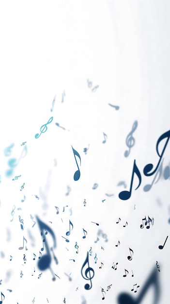 Foto notas musicais flutuantes em um fundo azul sutil