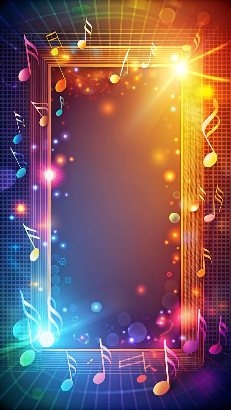 Foto notas musicales en un fondo colorido