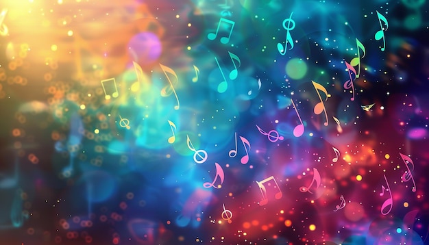 notas musicales en un fondo colorido