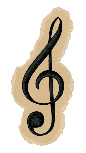 Notas musicales pegatina png papel rasgado fondo transparente