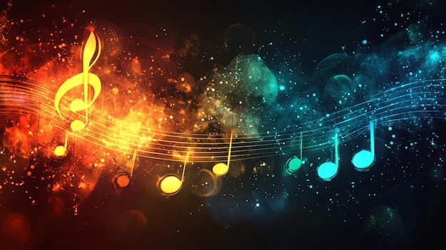 notas musicales sobre un fondo colorido