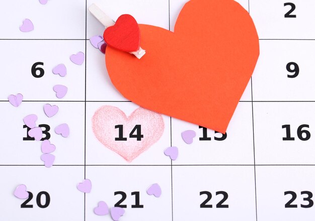 Notas sobre el calendario (día de San Valentín), close-up