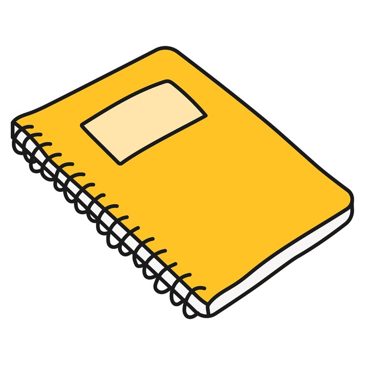 Foto notebook amarelo adesivo png papelão doodle em fundo transparente