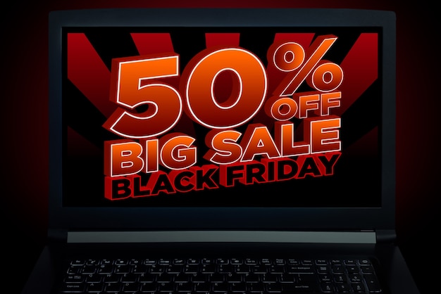 Notebook-Bildschirm mit Black Friday-Aktion