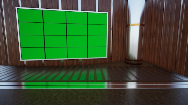 Notícias do 3D Virtual TV Studio com tela verde Renderização 3D