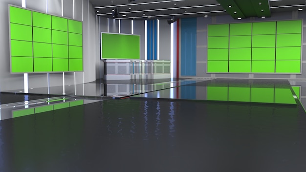 Notícias do 3d virtual tv studio com tela verde renderização 3d