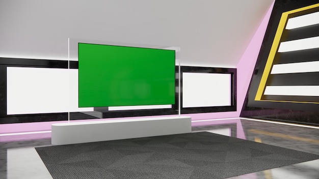 noticias de estudio virtual con renderizado 3d de pantalla verde