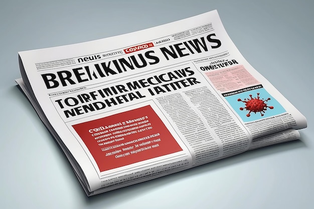 Foto noticias de última hora sobre la epidemia mockup del periódico sobre el brote de coronavirus página de papel del boletín informativo sobre el brotes de coronavirus