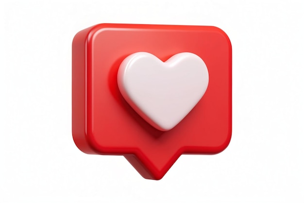 Notificação de mídia social 3D amor como ícone de coração Botão de diálogo de mensagem com coração vermelho Bolha de fala vermelha com coração branco Vector moderno e de moda em estilo 3D
