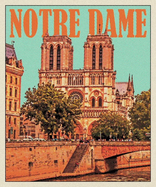 Notre-Dame-Retro-Reiseplakat