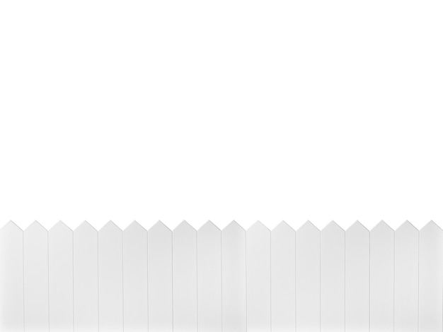 Nova cerca de madeira branca isolada no fundo branco