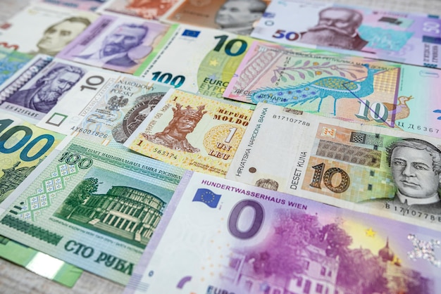 nova e velha moeda europeia conceito de recolha de câmbio internacional