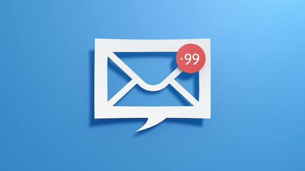 Nova notificação por e-mail de um grande número de cartas da Internet na caixa de correio para comunicações de e-mail empresariais