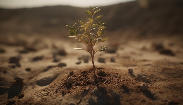 Foto nova vida emerge de mudas em crescimento orgânico em terra gerada por ia