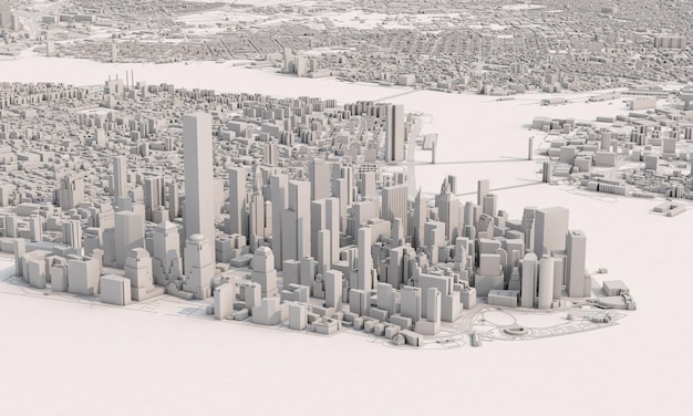 Nova york mapa da cidade vista aérea cinza design mínimo d renderização