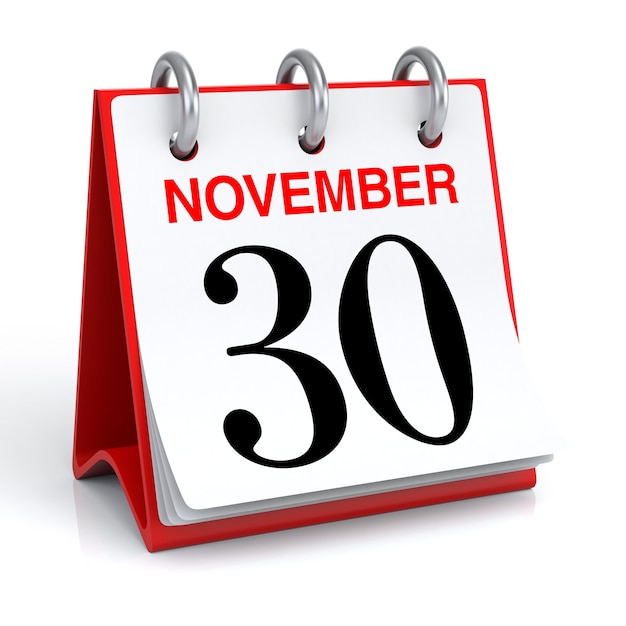 November Kalender 3D-Rendering