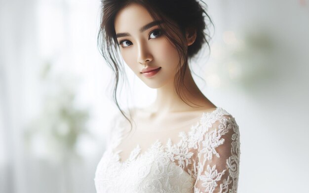 Novia en una boda mujer con un vestido de novia blanco