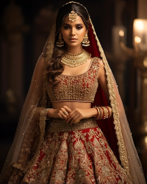 Una novia india con un traje de oro