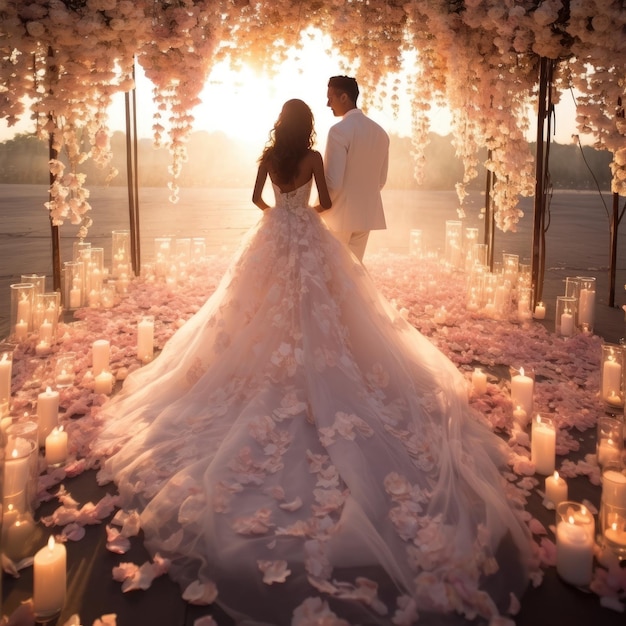 La novia y el novio en la boda perfecta