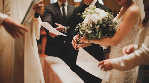 Novia y novio en una ceremonia de boda