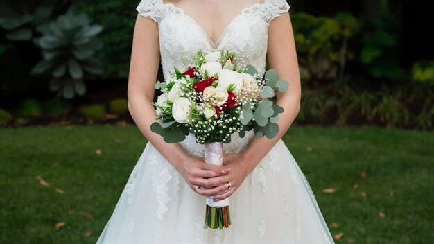 La novia con su ramo de bodas