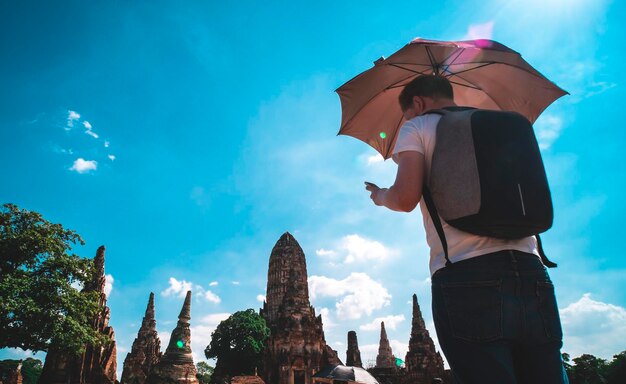 Noviembre de 2019 Ayutthaya Tailandia .viaje turístico al patrimonio histórico de la UNESCO en Wat Chaiwatthanaram en Ayutthaya Tailandia.