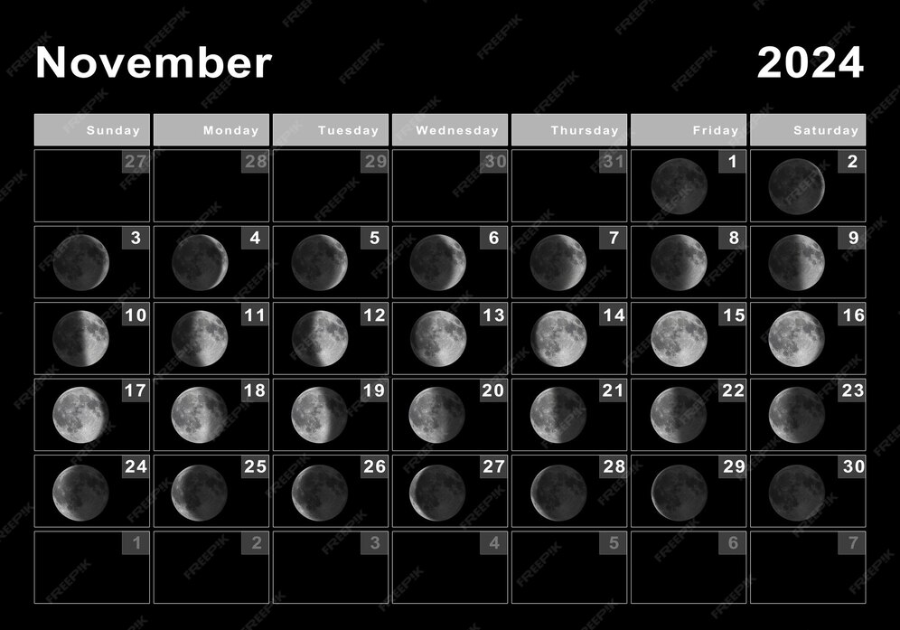 Noviembre 2024 calendario lunar, ciclos lunares, fases lunares Foto