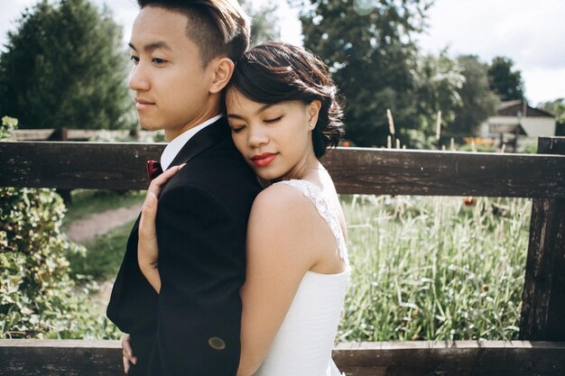 Novios coreanos, día de la boda, novia y novio.