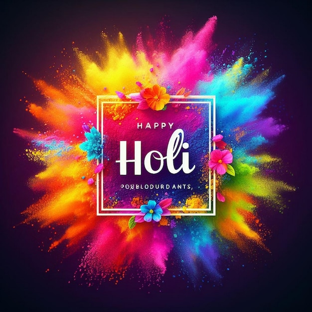 Novo cartão de saudação do festival Holi Cartão Holi com pó Holi Desenho de cartão Holi colorido feliz Holi