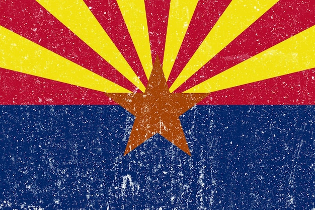 Novo conceito Bandeira do Arizona Fundo de textura de estuque de parede bagunçado branco Pintura da bandeira do Arizona História da bandeira do Arizona Nova bandeira do Arizona