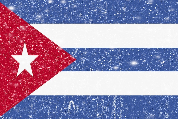 Novo conceito de bandeira de Cuba Fundo de textura de estuque de parede branca bagunçada pintura de bandeira de Cuba bandeira de Cuba