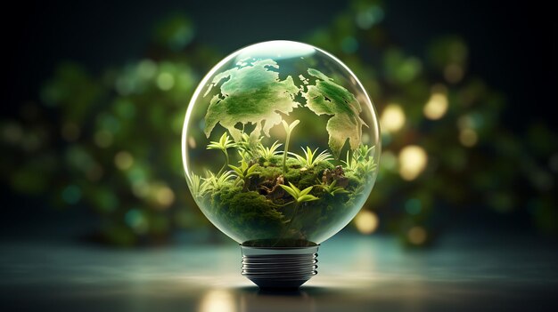 Novo conceito de ideia de ecologia com luz verde